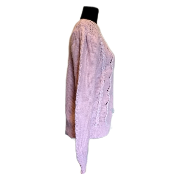 🔴 SALE VTG Soft Pink Knit Sweater with Pearl Embellishments - Picture 4 of 9